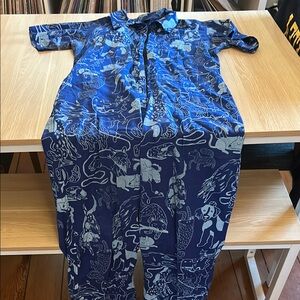 Nooworks Navy Graphic Print Jumpsuit